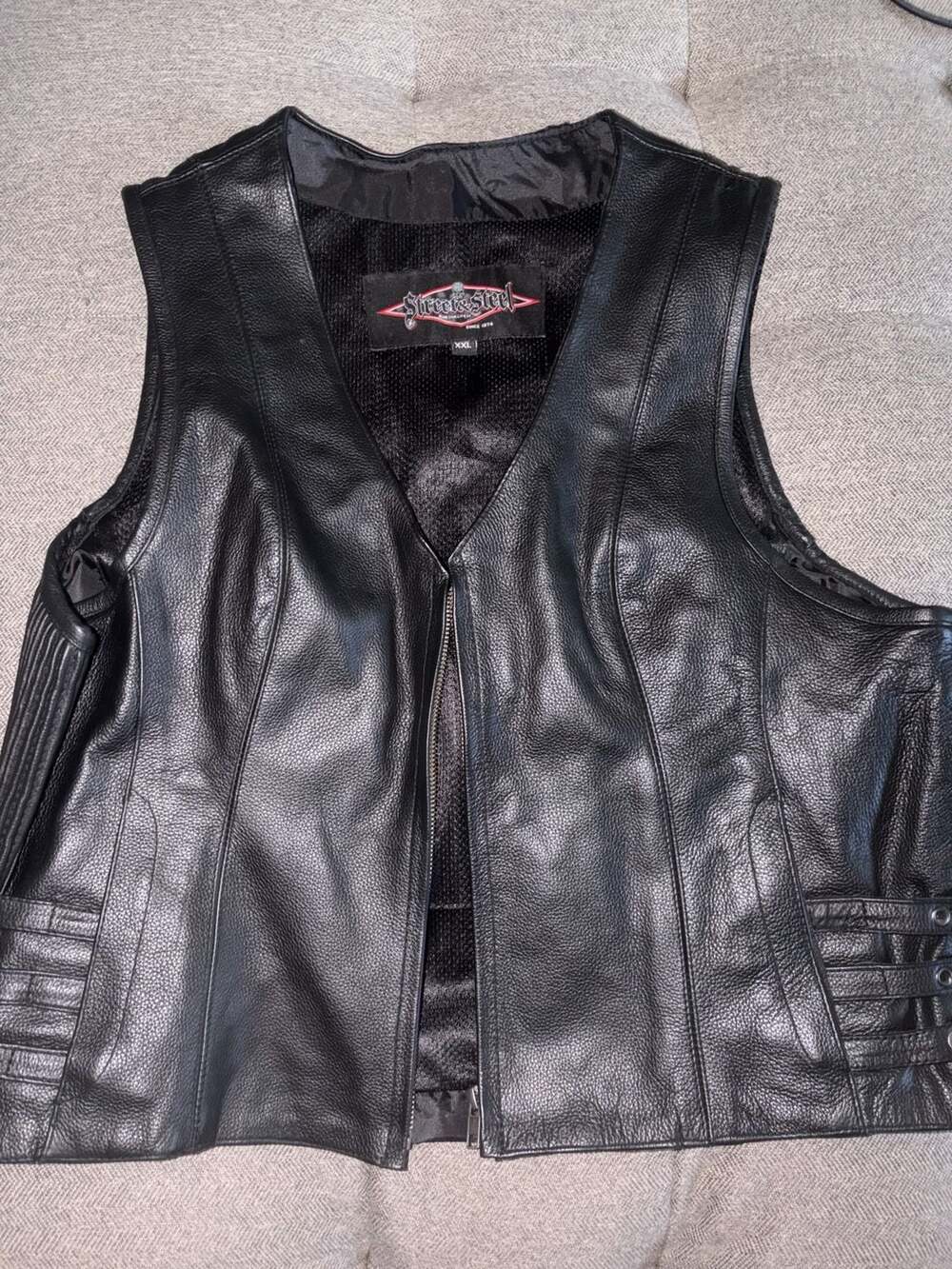Street & Steel Leather Vest Size XXL Black Motorcycle Biker